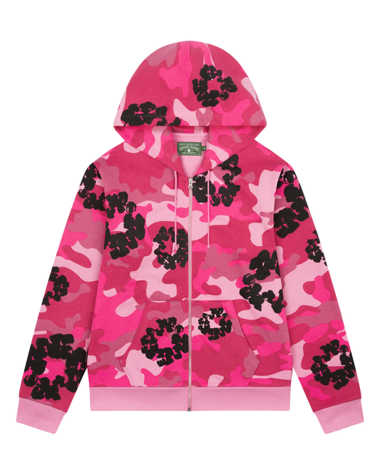 Denim Tears The Wreath Zip Hoodie Pink Camo