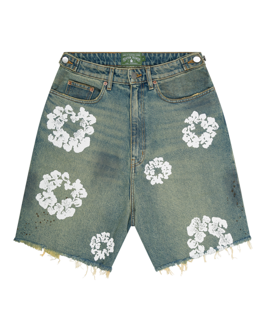 Dirty Wash Wreath Short Light Wash 'Denim tear'
