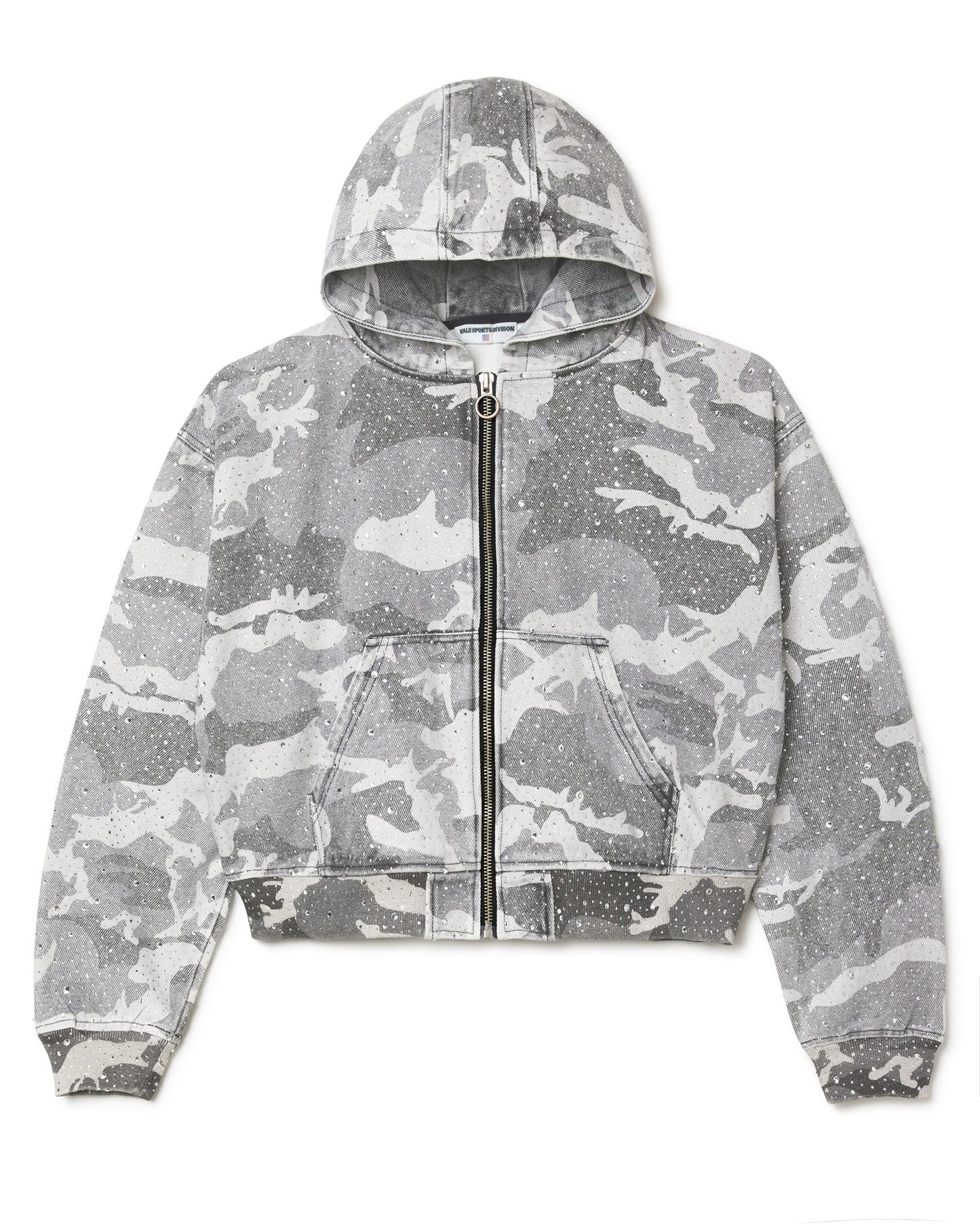 Vale Forever Winter Crystal Camo Work Jacket Zip Up Hoodie White