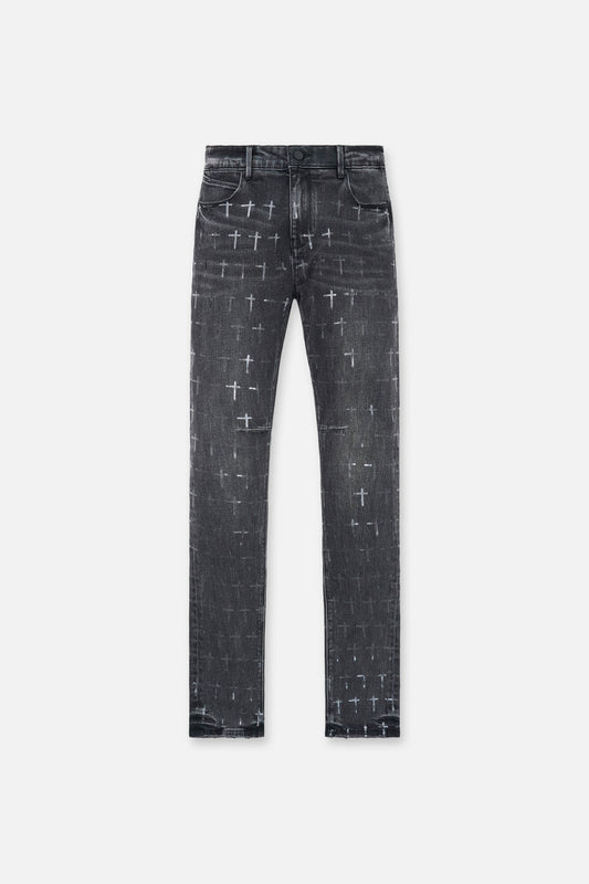 RTA Bryant Noir Coated Grey Denim Jean Pant