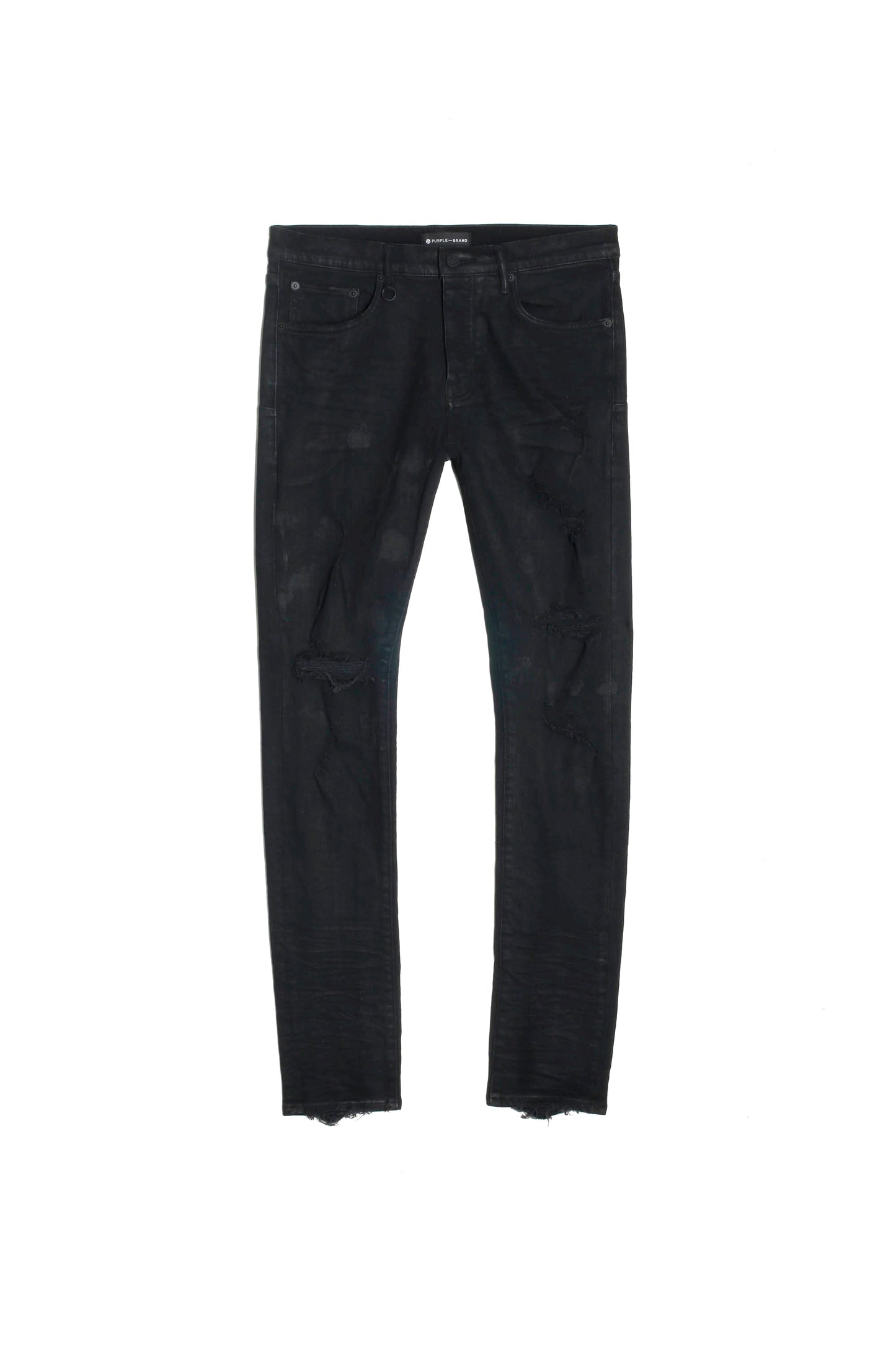 PURPLE BRAND Oil Spill Low Rise Skinny Jean 'Black'