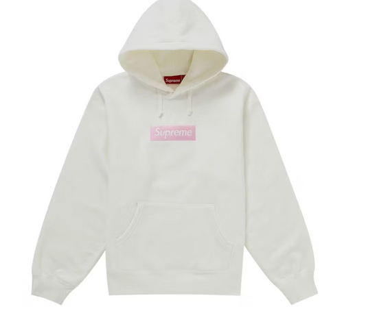 Supreme Box Logo Hooded Sweatshirt White Pink (FW25)
