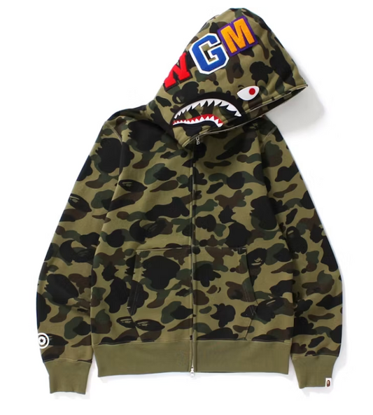 BAPE 1st Camo Shark Full Zip Hoodie Green