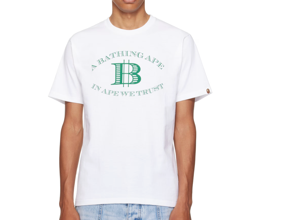 BAPE White Money 'B' Logo T-shirt