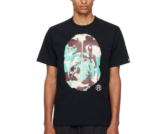 BAPE Black Map Camo Ape Head Shark T-shirt