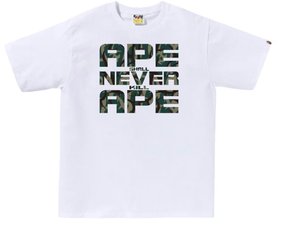 BAPE White Trial Camo 'ASNKA' T-shirt