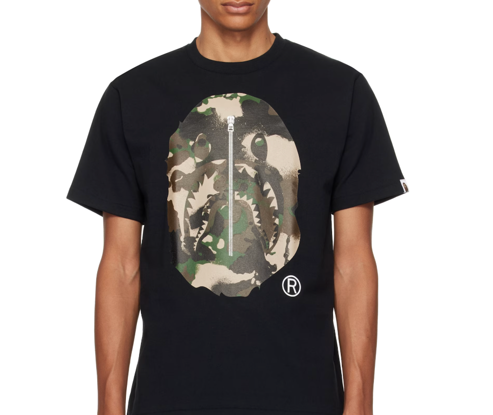 BAPE Black Map Camo Ape Head Shark T-shirt