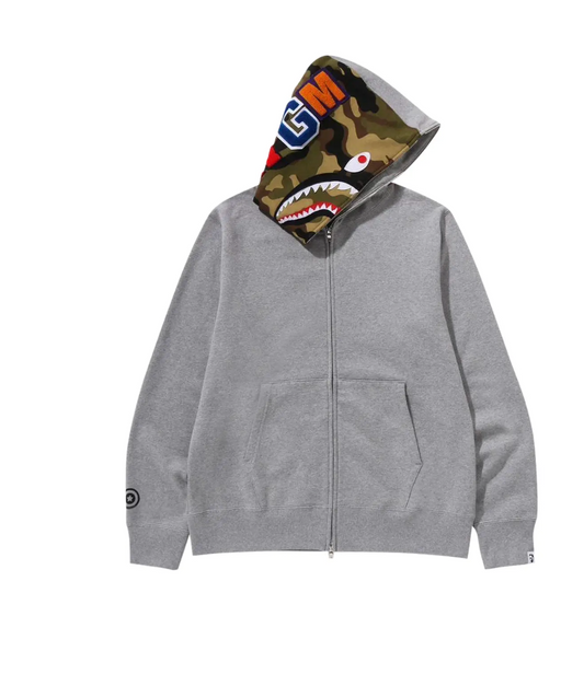 BAPE SHARK FULL ZIP HOODIE MENS GREY