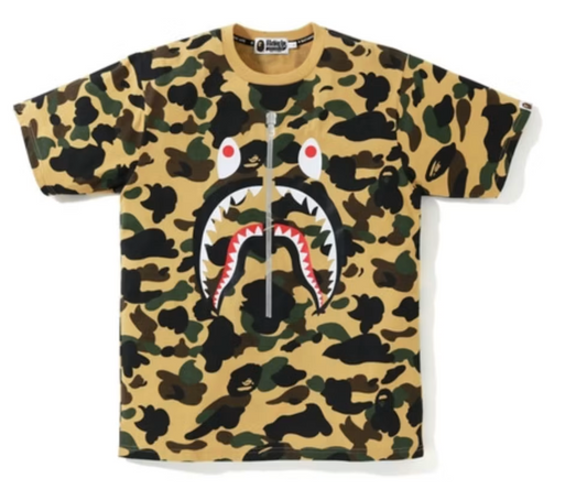 BAPE 1st Camo WGM Shark Tee Yellow