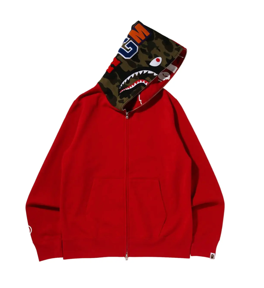 BAPE Crazy Face Full Zip Hoodie 'Red'