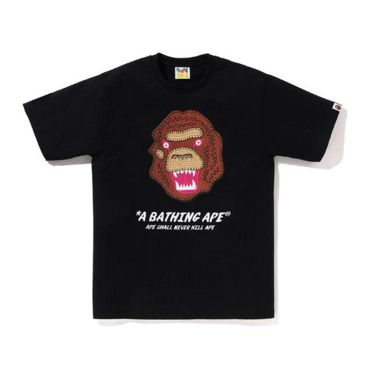 BAPE Embroidery Style Souvenir Logo Tee Black