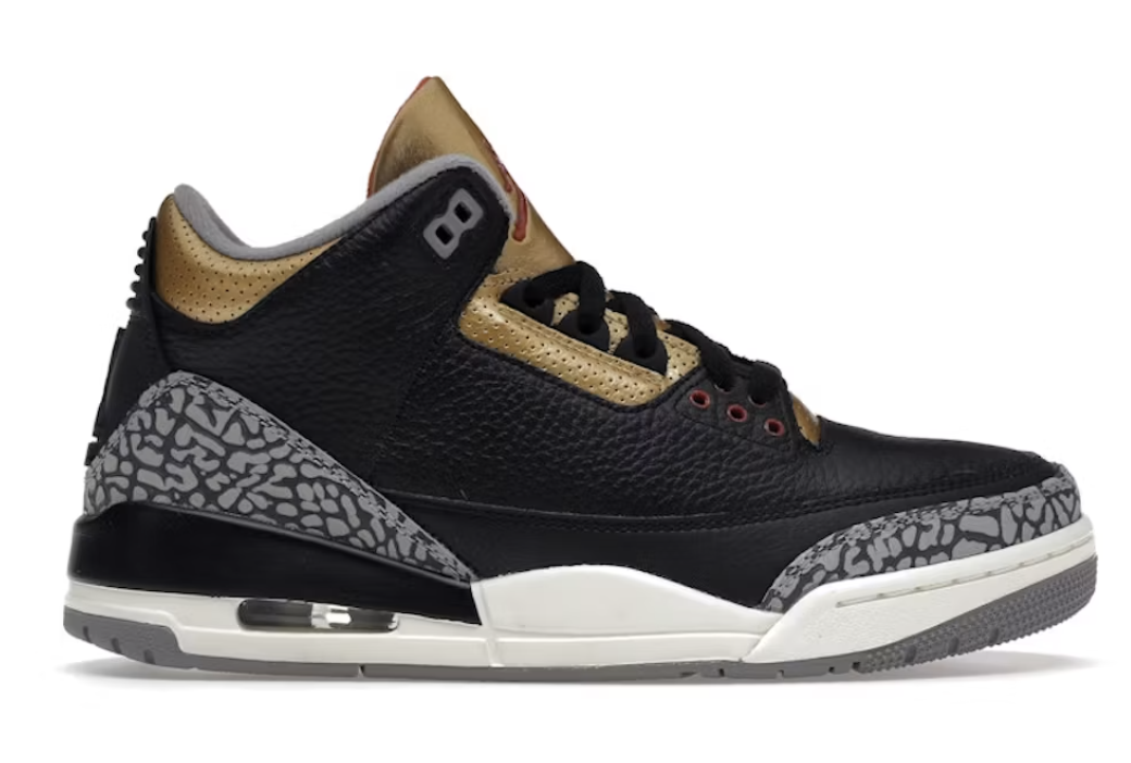 USED Jordan 3 Retro Black Cement Gold (Women's)