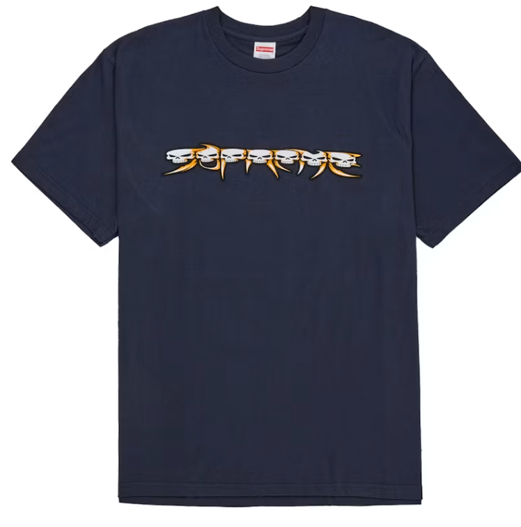 Supreme Skulls Spellout Tee Navy