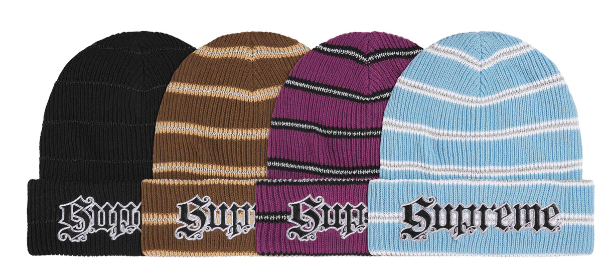 Supreme Metallic Stripe Beanie