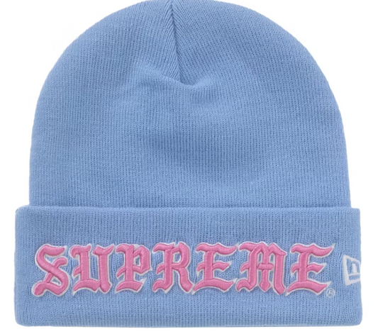 Supreme New Era Old English Beanie Blue