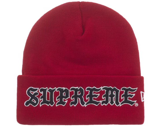 Supreme New Era Old English Beanie Red