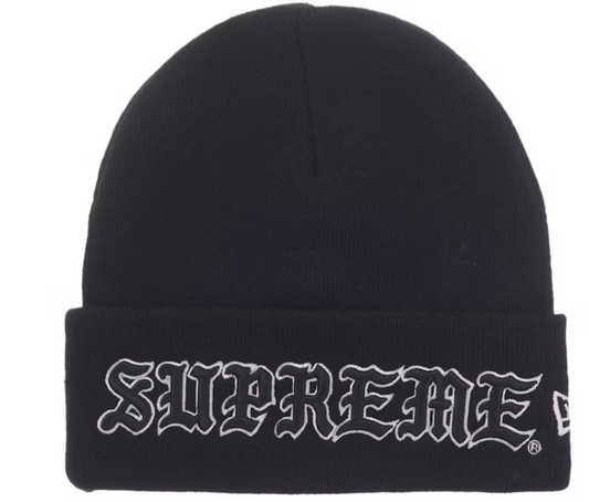 Supreme New Era Old English Beanie Black