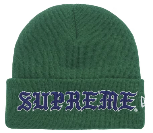 Supreme New Era Old English Beanie Green