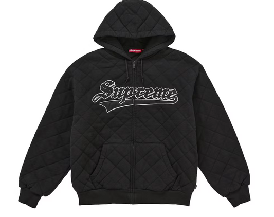 Supreme Quilted Zip Up Hooded Sweatshirt Black