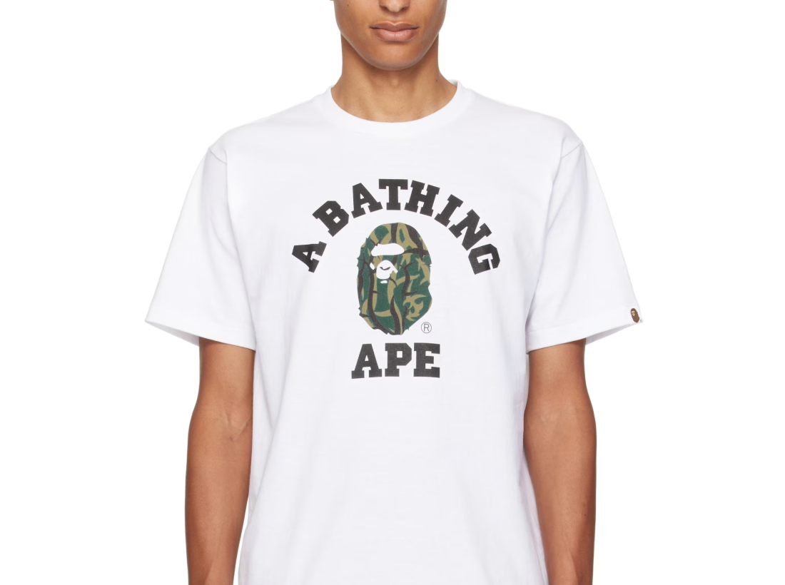 BAPE White Trial Camo College T-shirt