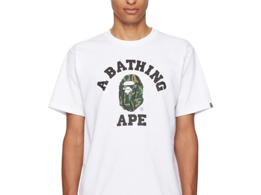 BAPE White Trial Camo College T-shirt