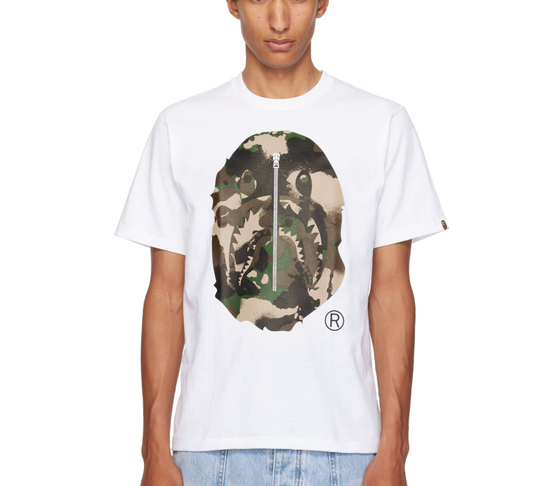 BAPE ARMY CAMO Map Camo Ape Head Shark T-shirt