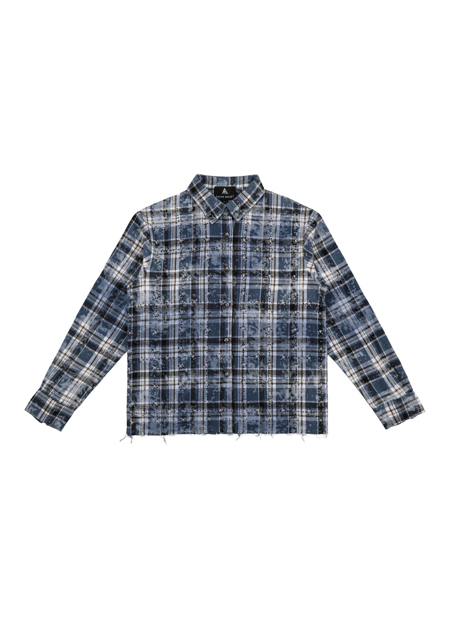 Paper Money Brand Rhinestone Flannel Blue